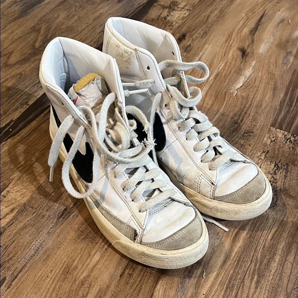 Nike White and Black High-Top Sneakers